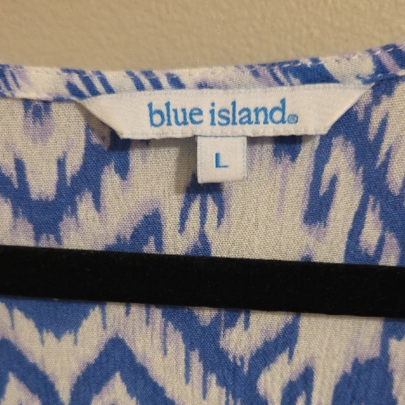 blue island Blue and White Ikat Print Dress - Picture 2 of 5